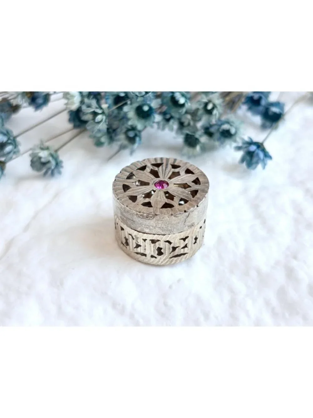 Dehli, India Made Silver Toned Filigree Vintage Trinket Box | Jewelry Box